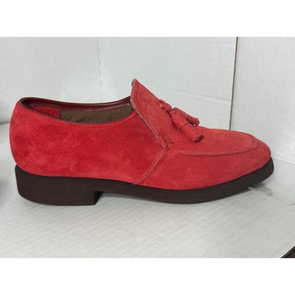 Hush Puppies Suede Loafers w/ slight heel size 5 1/2 red/pink - Picture 2 of 15